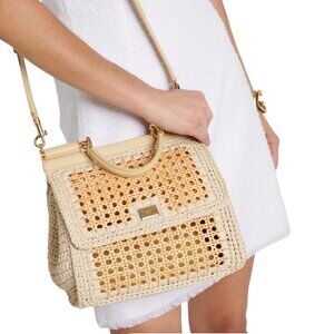 Dolce & Gabbana Sicily Medium leather-trimmed crochet tote bag